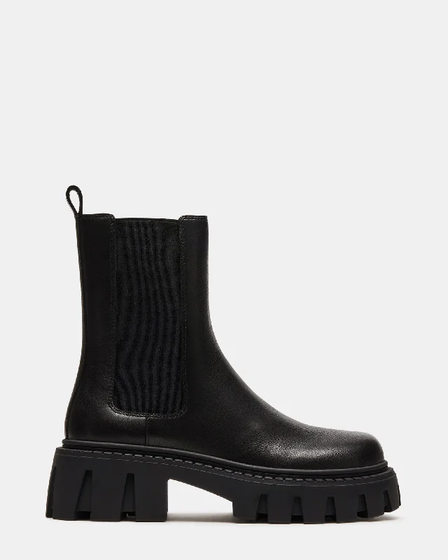 Women's leather ankle boots-CHARGES BLACK LEATHER