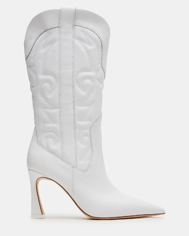 Women's stylish rain boots-HOLSTER WHITE LEATHER