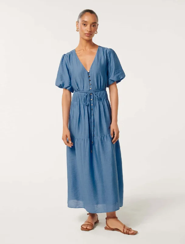 Off-shoulder sundress-Addison Petite Textured Pintuck Midi Dress