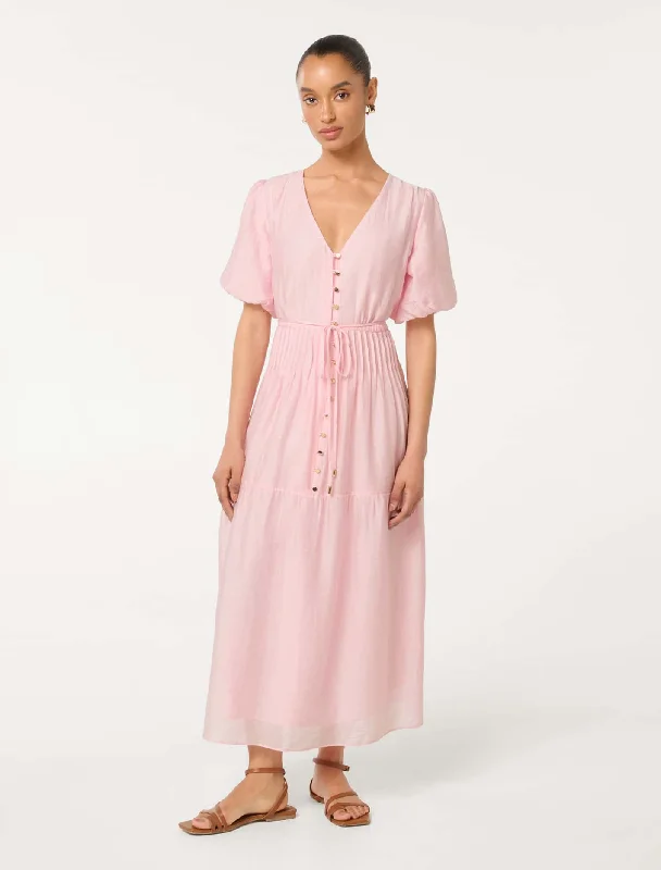 Short sleeve party dress-Addison Petite Textured Pintuck Midi Dress