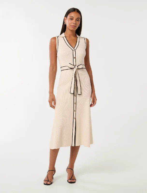 Off-shoulder sundress-Adeline Sleeveless Knit Midi Dress