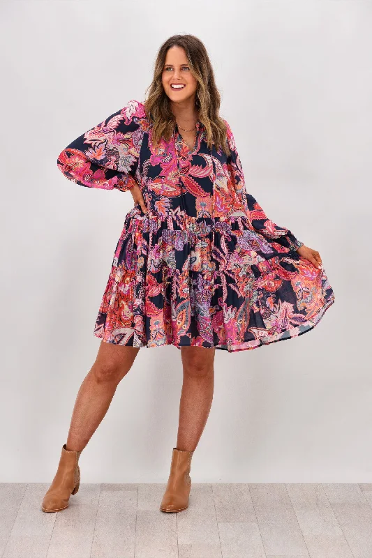 Short sleeve cocktail dress-Adorne Collins Paisley Dress