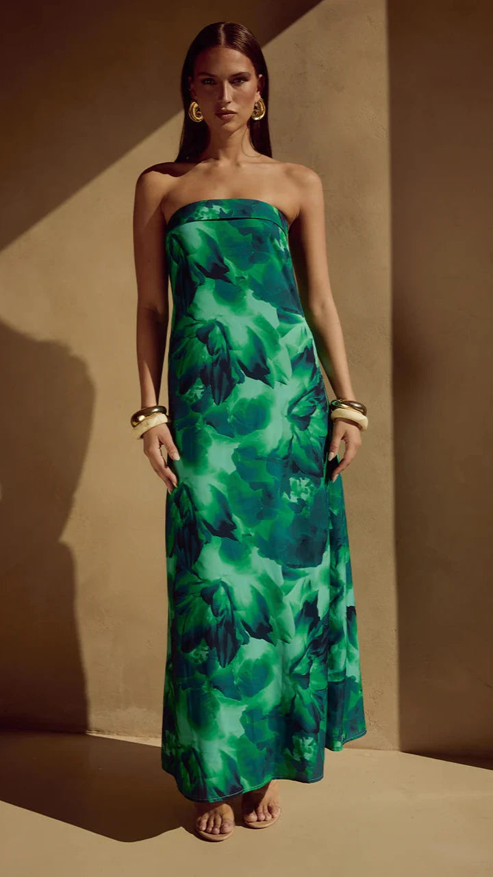 One-shoulder party dress-Alba Maxi Dress - Calista Green