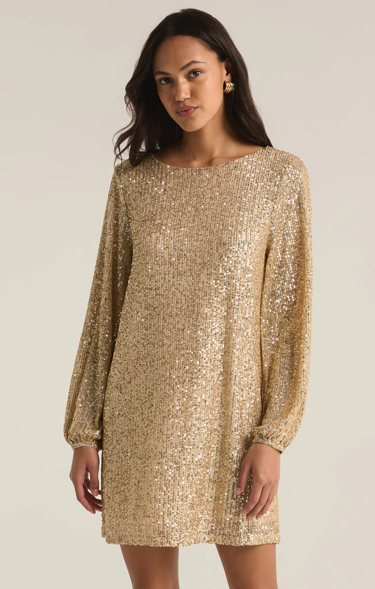 Tiered velvet dress-Andromeda Sequin Mini Dress