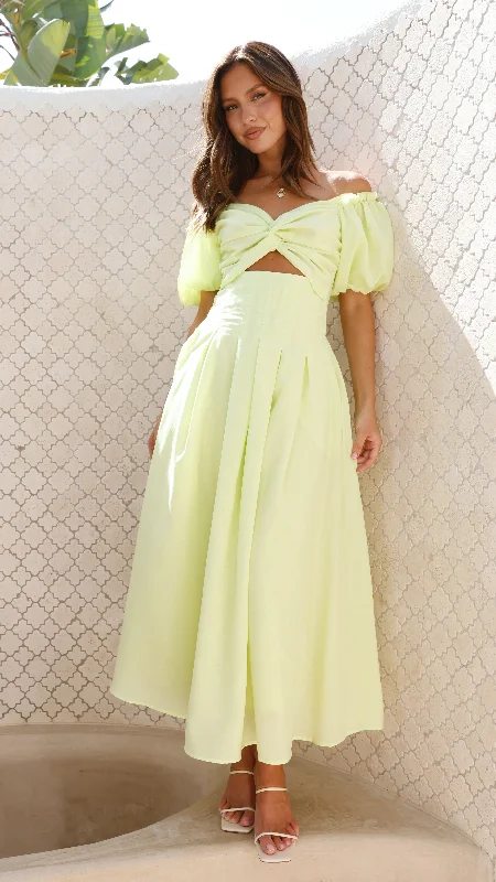 Glitter party dress-Apella Maxi Dress - Citrus Green