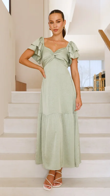 A-line cocktail dress-Averianna Maxi Dress - Sage