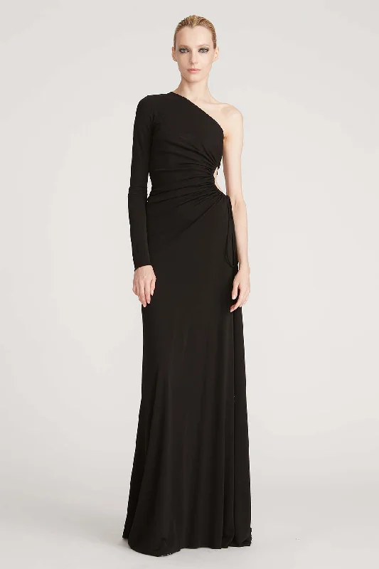 Dotted vintage dress-Bay Matte Jersey Gown - Black