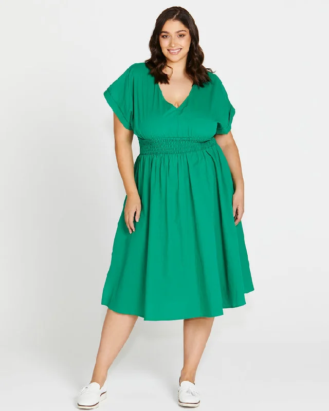 Voluminous sleeve dress-Betty Basics Carrie Dress Holly Green