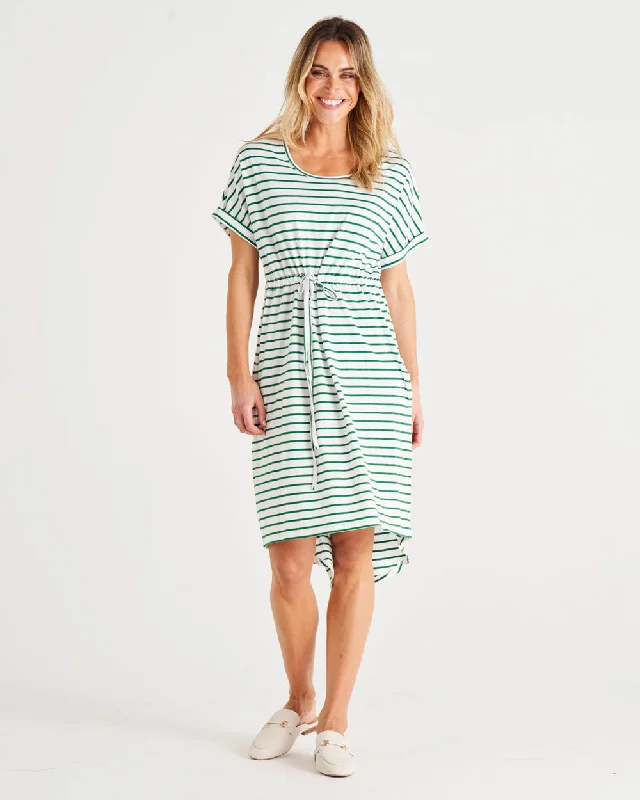 Smocked sundress-Betty Basics Liza Dress Meadow Green Stripe