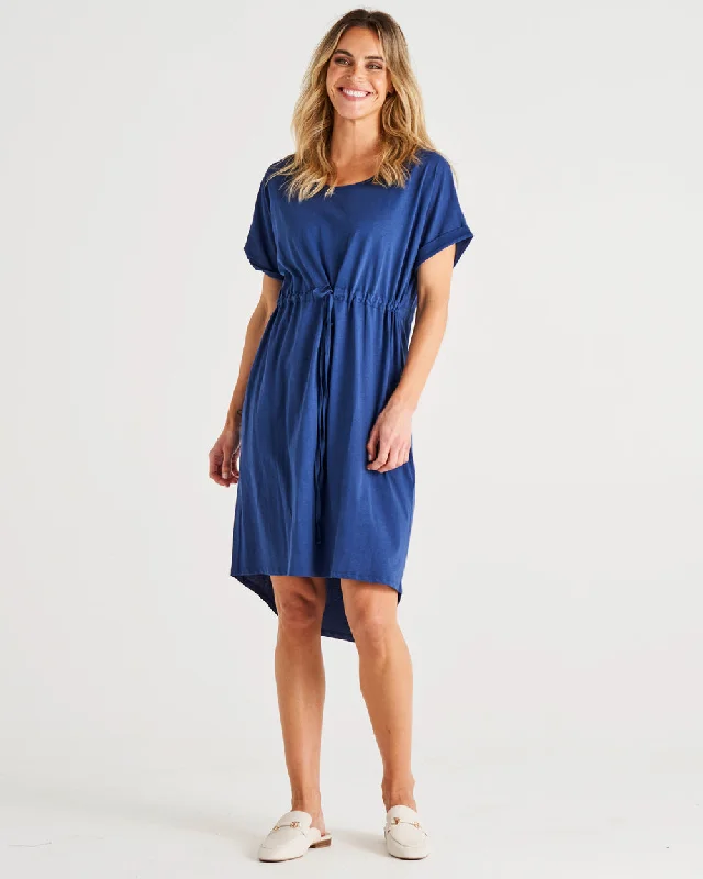 Pleated cocktail dress-Betty Basics Liza Dress Navy