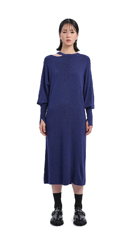 Tiered cocktail dress-Biella Wool Knit Dress