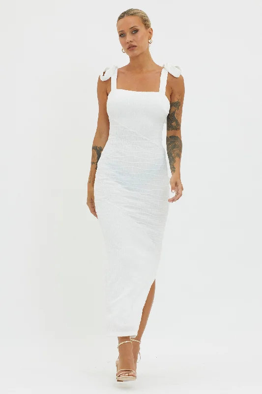 Glitter sundress-Bindi Puckered Tied Strap Dress White