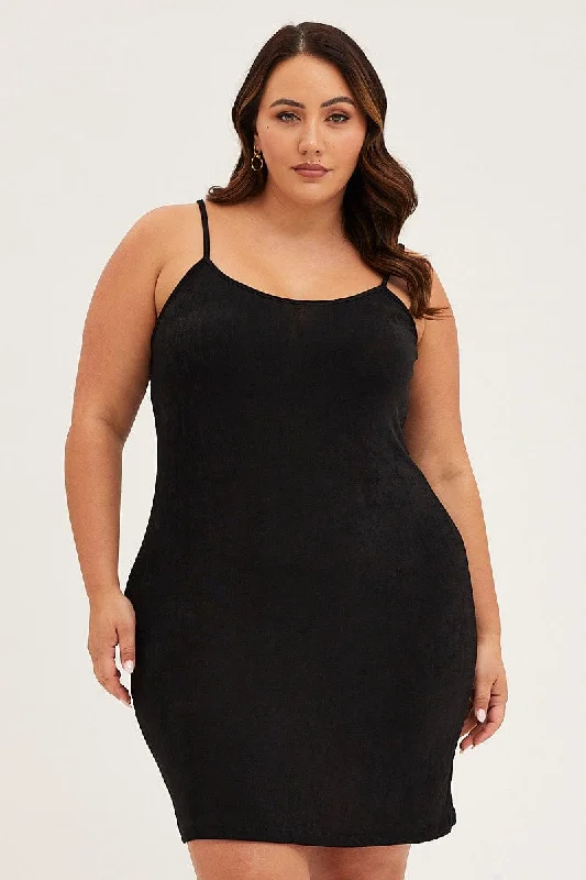 Glitter sundress-Black Basic Cami Dress