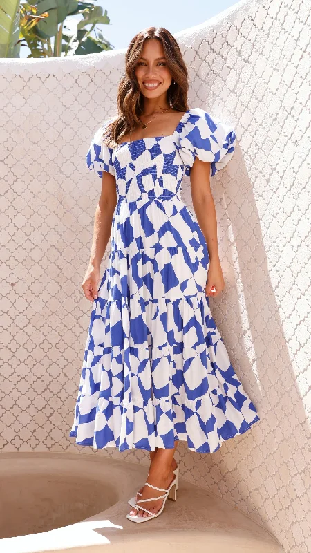 Off-white cocktail dress-Bronty Maxi Dress - Blue