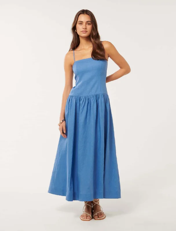 Corset sundress-Brooke Linen Drop Waist Midi Dress