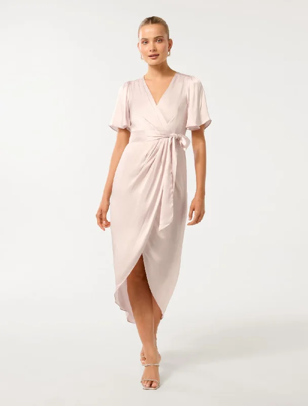 Lace cocktail dress-Carolina Satin Midi Dress