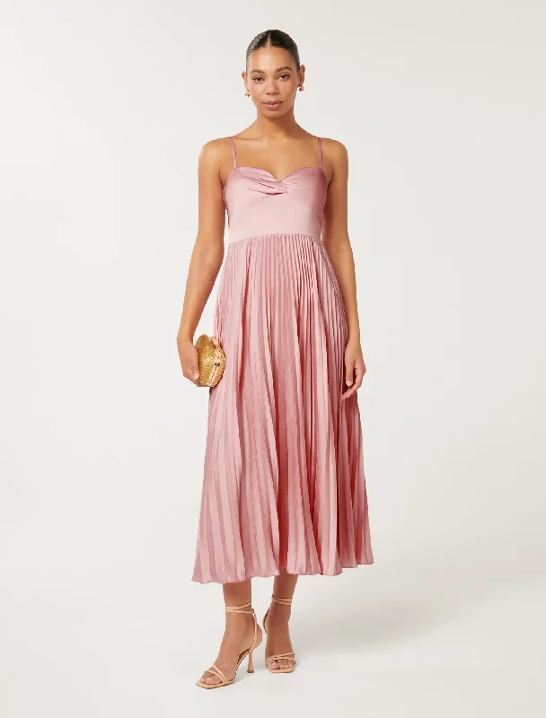 Pleated party dress-Chloe Pleated Midi Dress