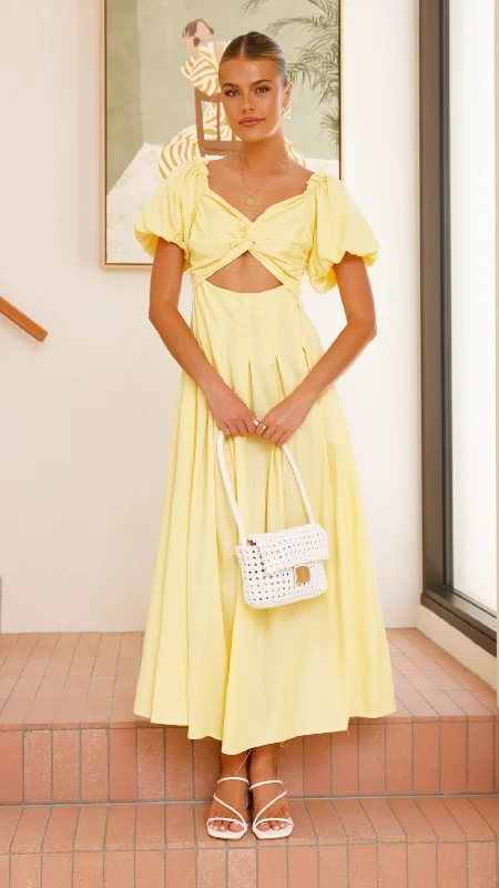 Polka dot maxi dress-Christina Maxi Dress - Lemon