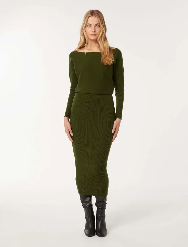 Bodycon velvet dress-Ciara Tipped Shoulder Midi Dress