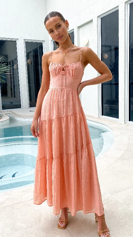 Lace cocktail dress-Cove Maxi Dress - Apricot