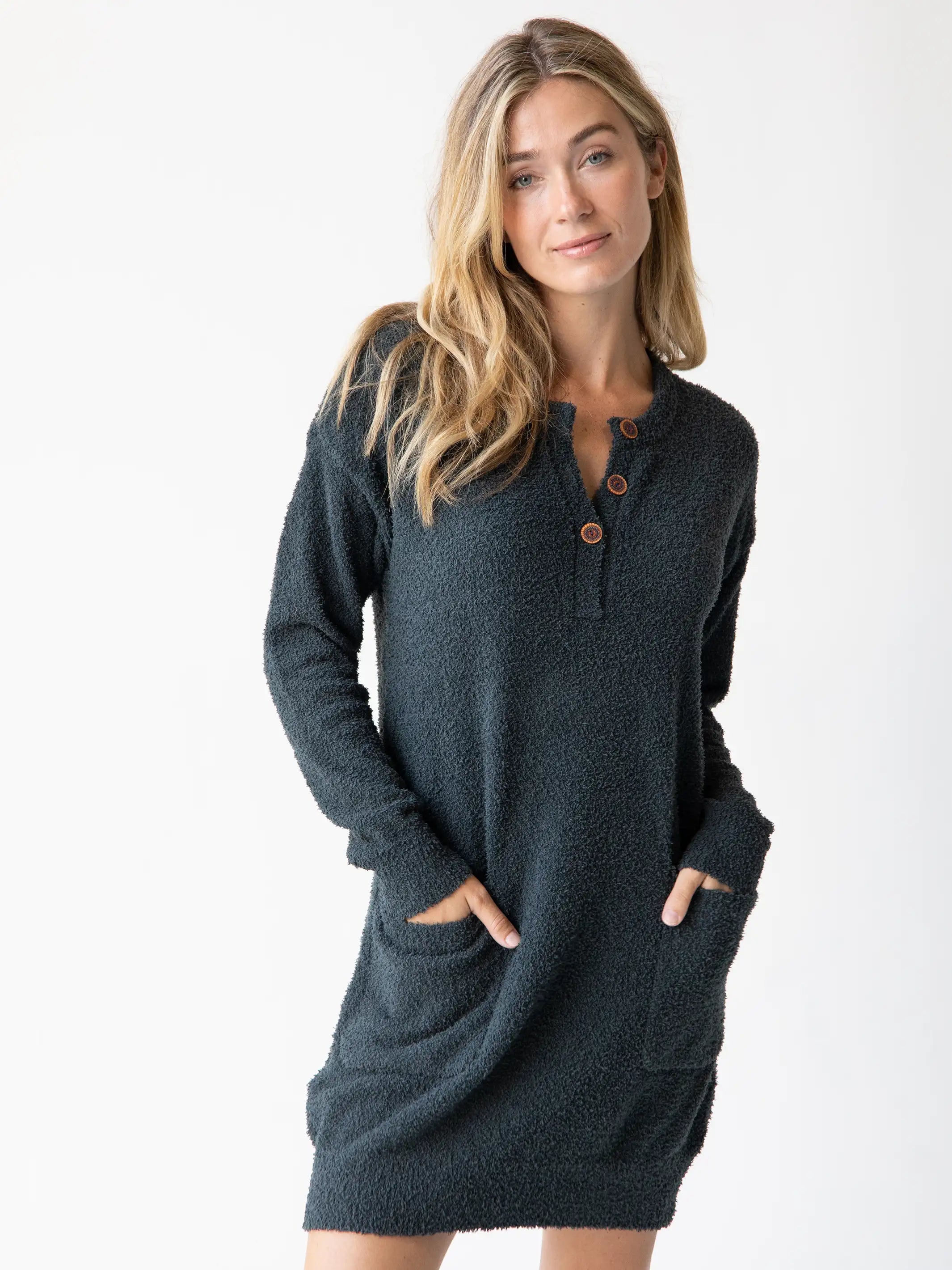 White chiffon dress-Cozy Up Mini Sweater Dress - Charcoal