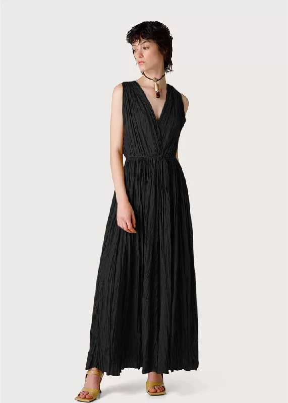 Ruffled party dress-Crinkled Viscose Dress - Black