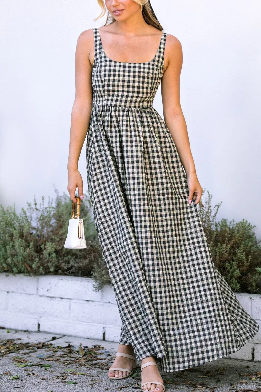 Polka dot sundress-Dani Gingham Maxi Dress