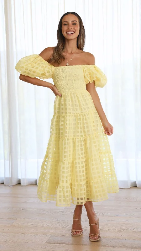 Smocked party dress-Deemi Maxi Dress - Yellow