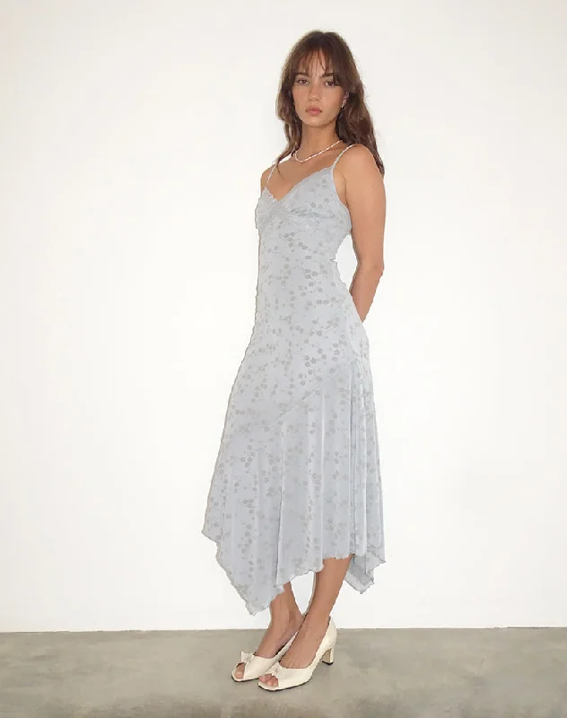 Ruched sundress-Devon Midi Dress in Flock Chic Petals Grey