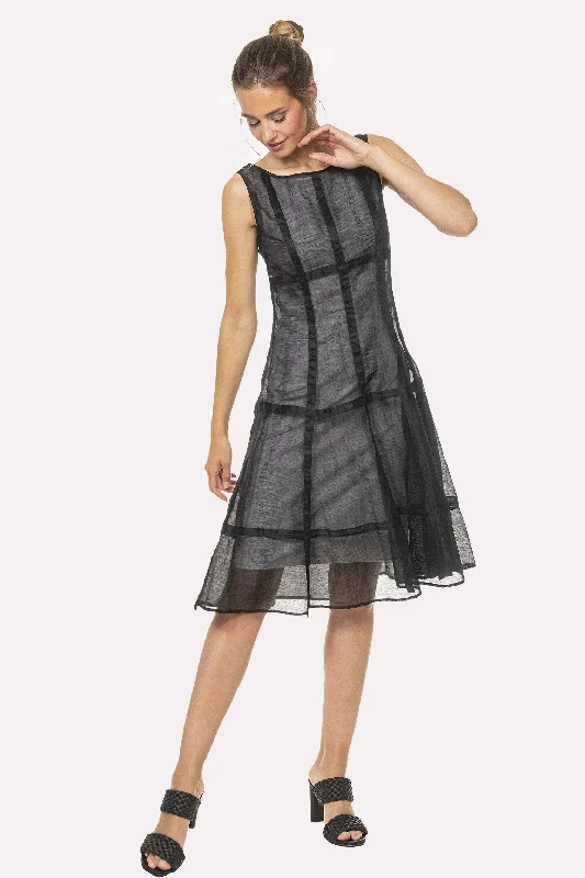 Striped party dress-Dress - Black Clear