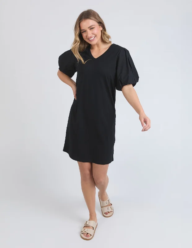 One-shoulder cocktail dress-Elm Joy Dress Black