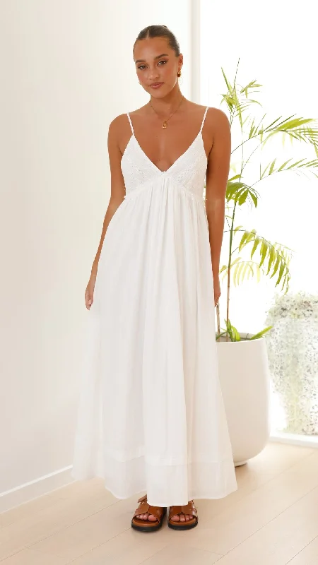 Fringe cocktail dress-Elouise Maxi Dress - White