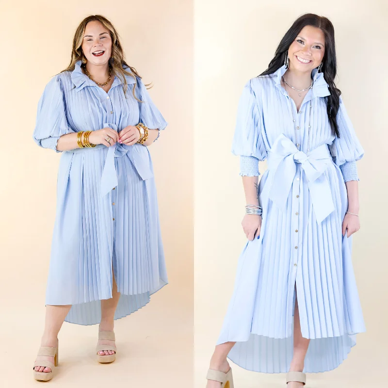 Striped cocktail dress-Emily McCarthy | Rowan Dress in Sail (Light Blue)