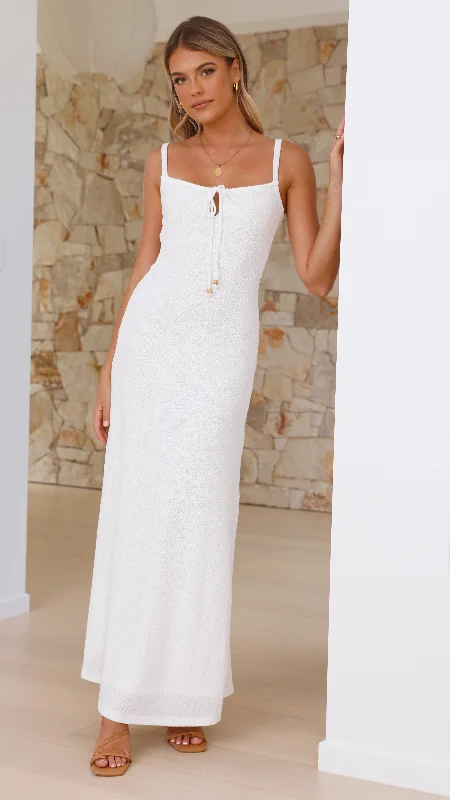 Sequin cocktail dress-Evelyn Maxi Dress - White