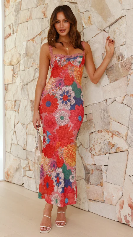 Ruched cocktail dress-Fabre Maxi Dress - Multi Floral