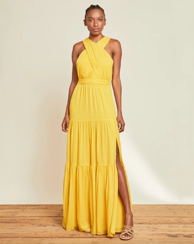 Lace cocktail dress-Florencia Silk Dress - Canary