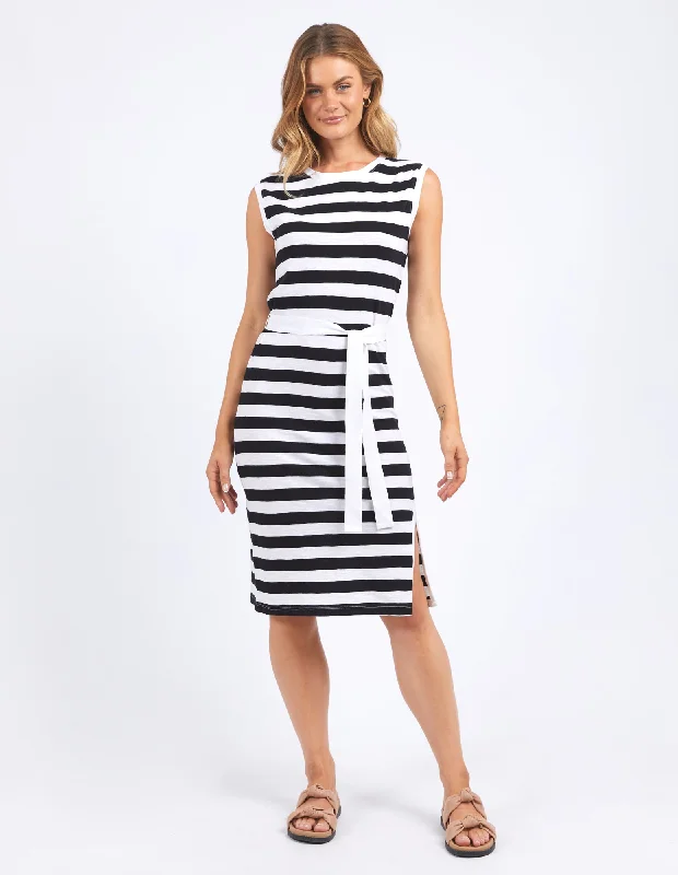 Fringe sundress-Foxwood Bondi Dress Stripe Black & White Stripe