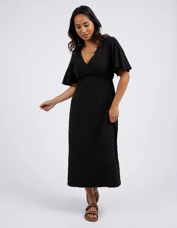 Floral cocktail dress-Foxwood Bronte Linen Dress Black