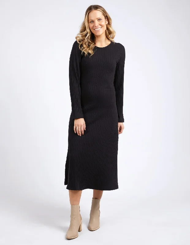 Tiered cocktail dress-Foxwood Huntleigh Rib Dress Black