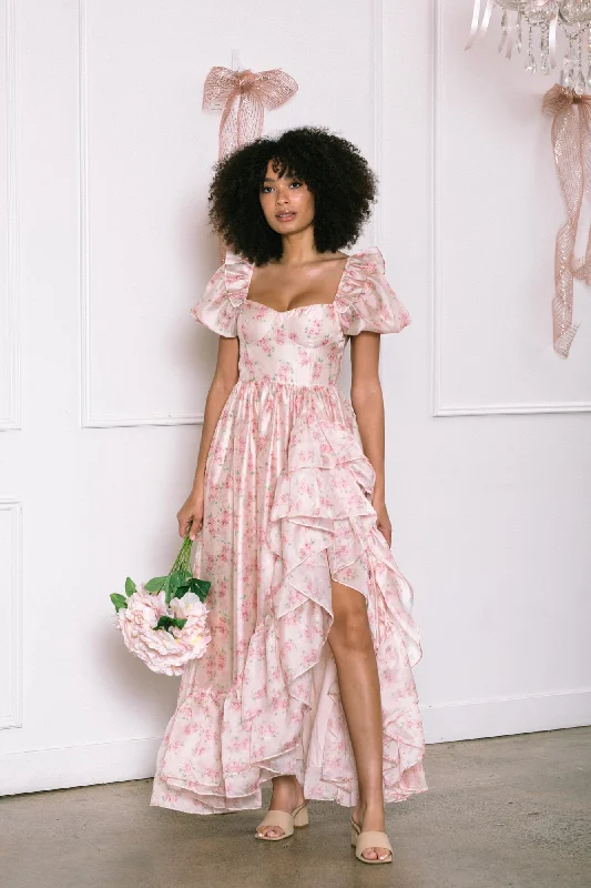 Floral cocktail dress-Giselle Ruffled Maxi Dress