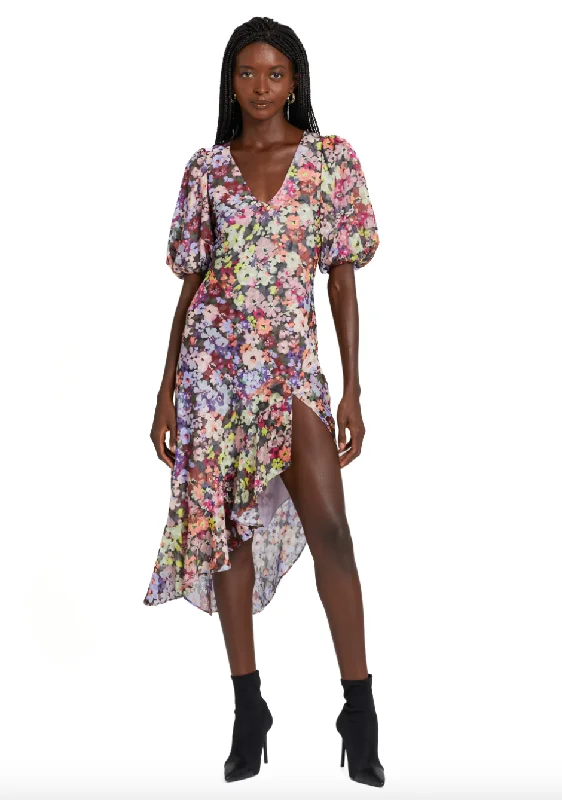 One-shoulder cocktail dress-Glenna Dress - Zahra Fleur Print