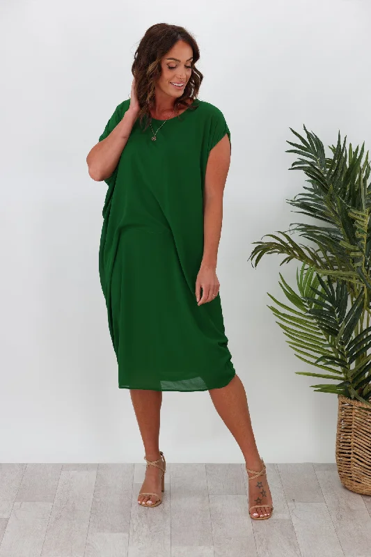 Plush knit dress-Gloss By Shine On Vienna Dress Emerald