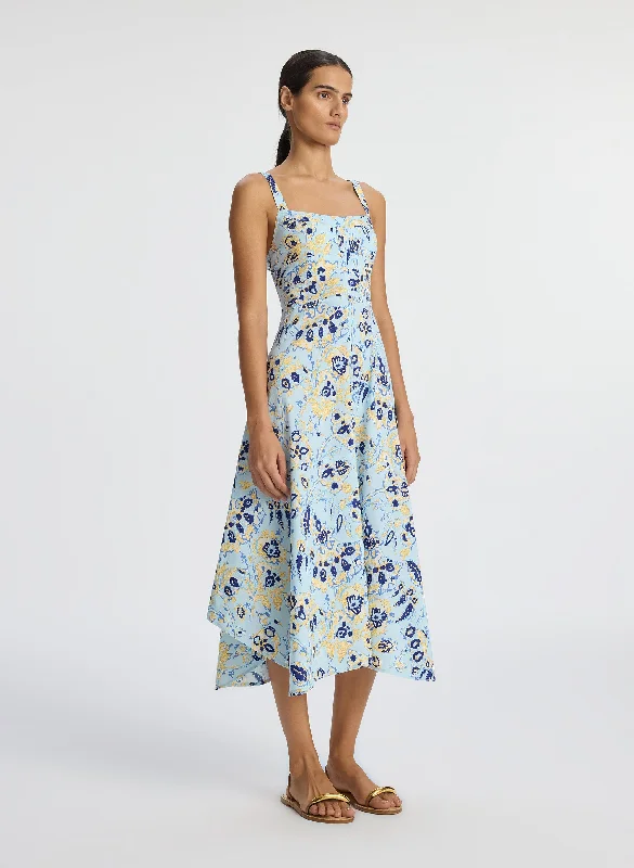 Halter neck cocktail dress-Harlow Linen Midi Dress