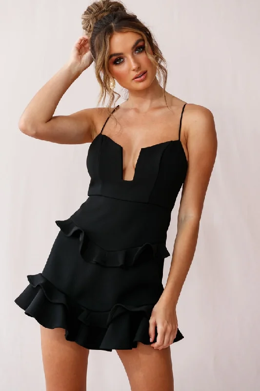 Tiered cocktail dress-James Tiered Frill Mini Dress Black