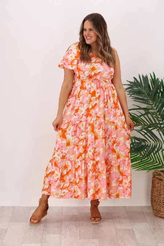 Belted summer dress-Jar Of Hearts Carita One Shoulder Dress Blush