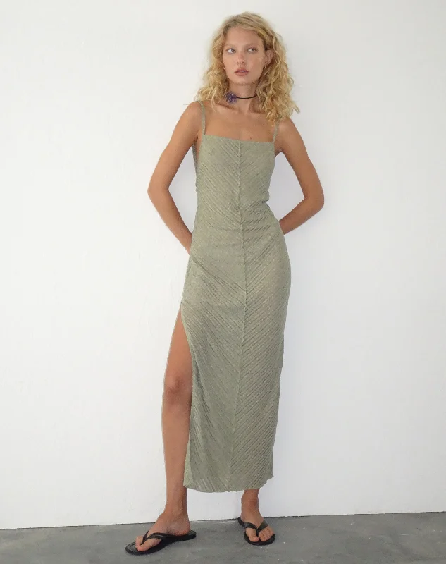 Lace sundress-Jenaya Knitted Midi Dress in Sage