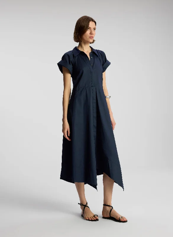 Satin skater dress-Julianna Cotton Midi Shirtdress