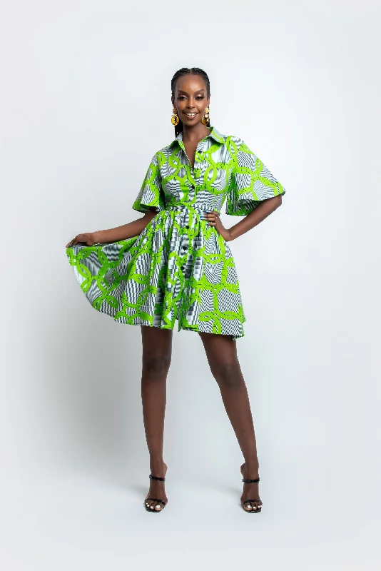 Striped sundress-KOJO African Print Shirt Mini Dress