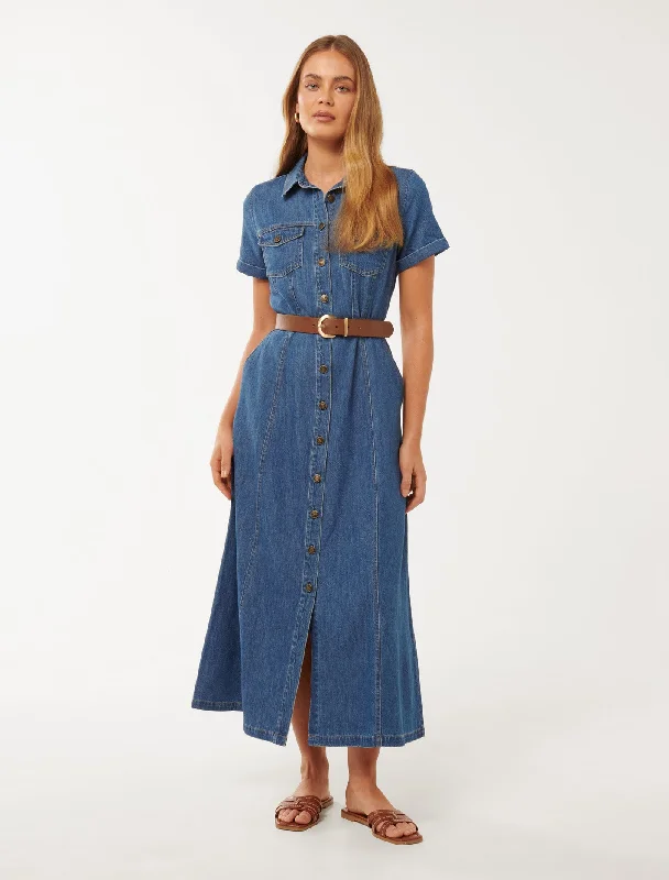 Fringe cocktail dress-Lana Short Sleeve Midi Dress