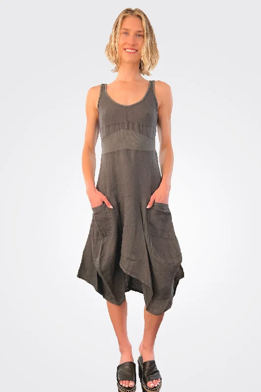 Airy beach dress-Linen Magic Dress - Meteorite